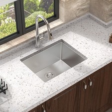 23" Stainless Steel Single Bowl Sinks, Undermount Kitchen Sink, 23"x18"x10"