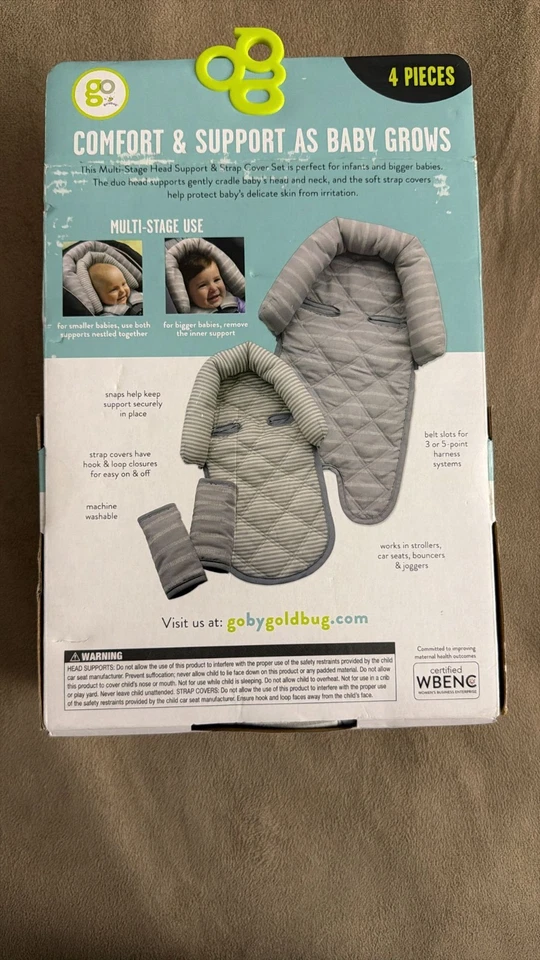 Juego de soporte de cabeza y cubierta de correa Go by Goldbug Duo - para asiento de coche coche cochecito Bo... Foto 2 de 4