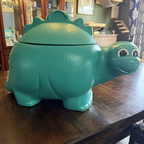 Vintage Rubbermaid Dinosaur Teal Green Toy Box Storage Chest Hamper Outdoor