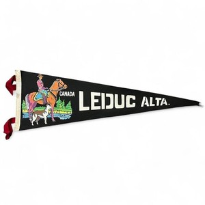 True Vintage Leduc Canada Pennant Black Felt Alberta Cowboy