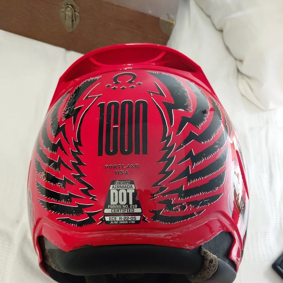 Capacete de motocicleta I’Con Airmada Red Shulls tamanho. GG  - Imagem 3 de 4