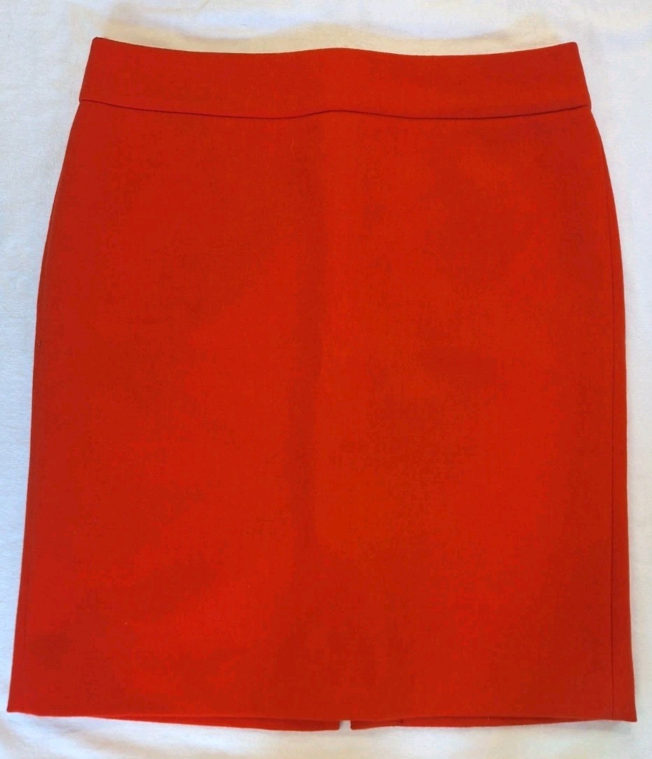 J Crew Womens Wool Pencil Knee Length Lined Skirt - Orange - Size 14