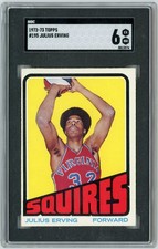 1972-73 Topps Julius Erving SGC 6 Graded Rookie Card #195 EX-NM Squires RC ABA. rookie card picture