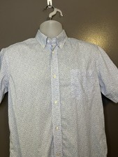 Liberty London Shirt Mens 15 1/2 Blue Floral Print Short Sleeve Button Up Casual