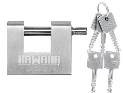 71/60KD5SK Vorhängeschloss aus Edelstahl, Dförmig, Heavy Duty, mit Schlüssel ...