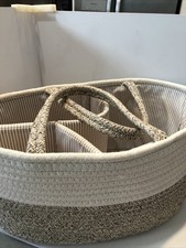 Diaper Caddy W/Removable Inserts Stylish Organizer Beige/cream Stripped Inside