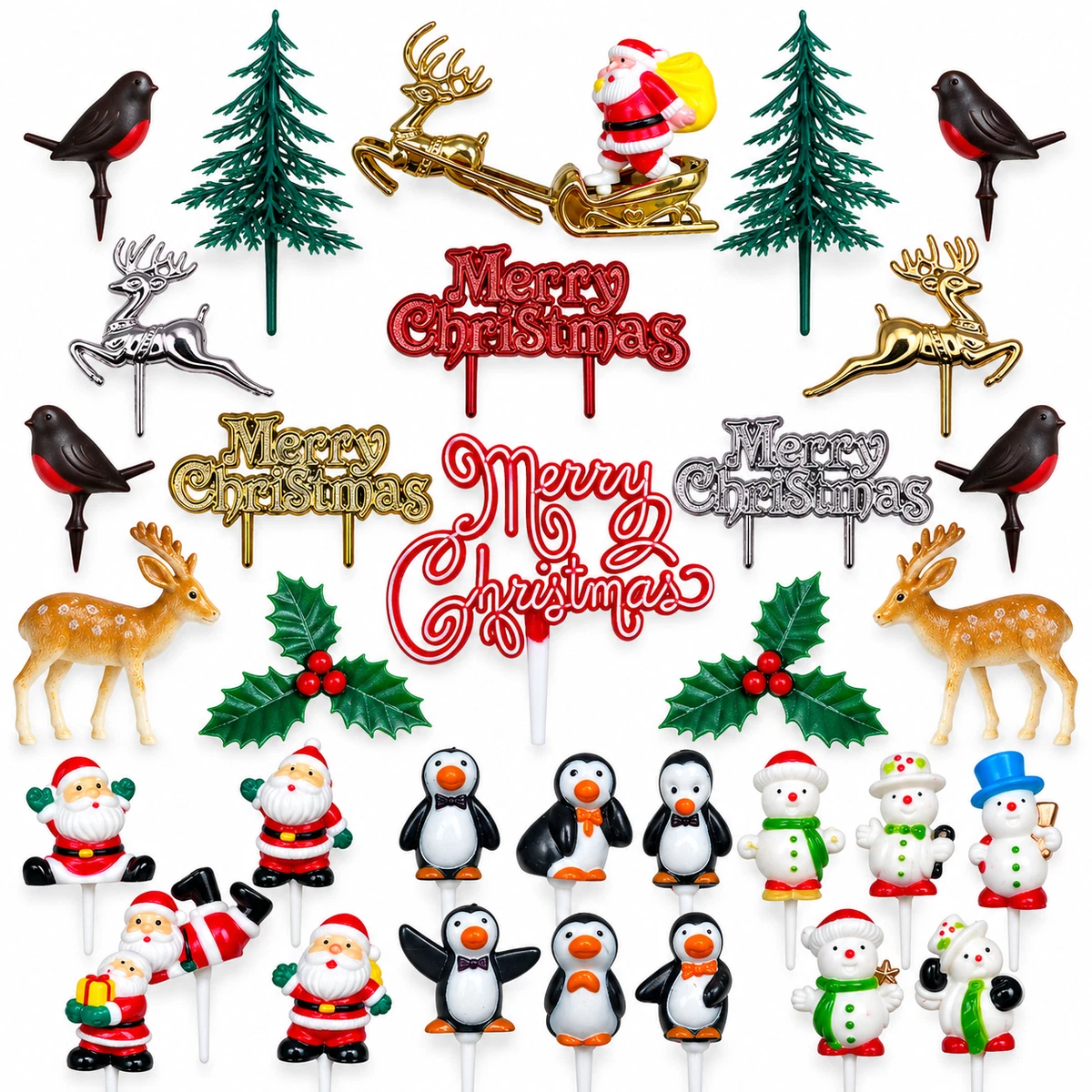Weihnachten Tortendeko Xmas Topper Festlich Yule Log Cupcake Pudding Picks