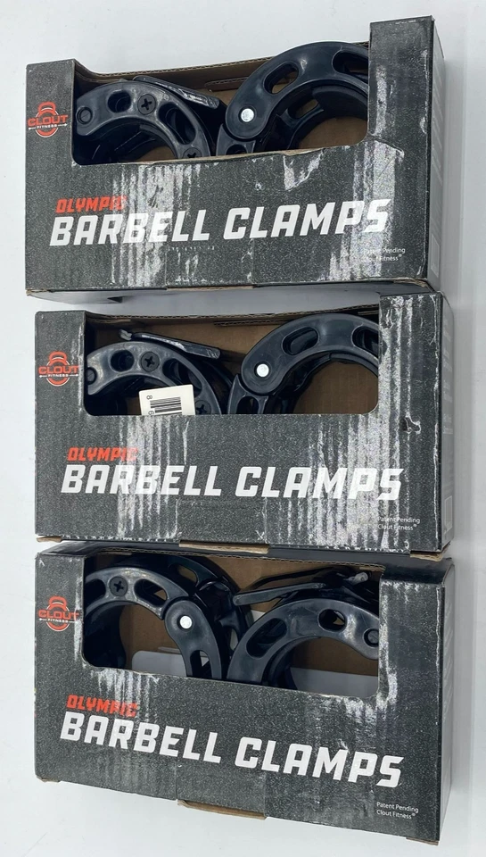 Lote de 3 abrazaderas de barra olímpicas con pestillo de liberación rápida Clout Fitness - negras Foto 4 de 4