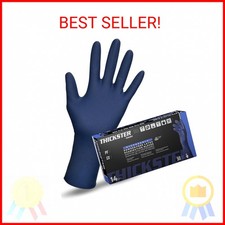 Thickster Powder-Free Exam Grade Latex Disposable Gloves. Size Medium. Blue, 14 