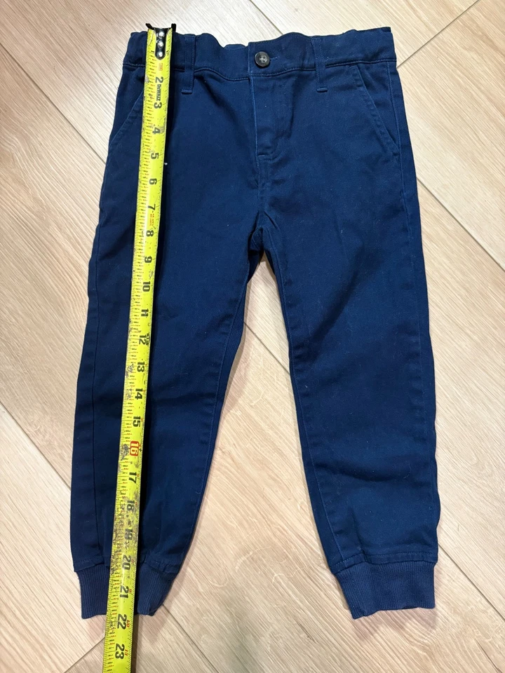 Janie & Jack Size 4 Navy Pull-On Joggers Trousers Dressy Casual Chino Cuffed - Image 2 of 4