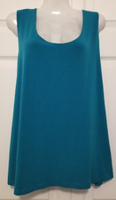 Slinky Brand Women's Top Solid Green Sleeveless Liquid Knit Made in USA Size XL