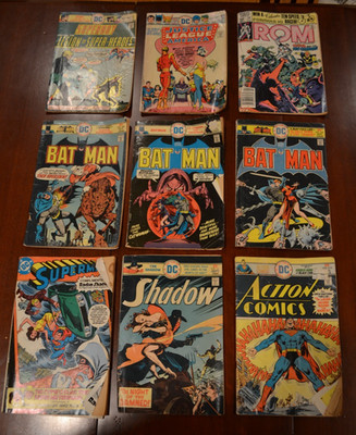 DC COMICS LOT 9 BATMAN SUPERMAN ACTION COMICS LOW GRADE BRONZE ERA READERS