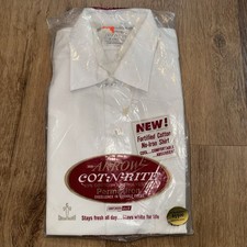 Vintage 60s Arrow Shirt Dress Sanforized White Madmen Cot N Rite NOS Mens 15 32