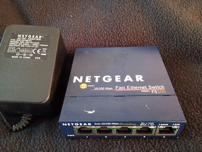 Netgear FS105 5 Port Ethernet Switch 5-Port Lan Network 10/100MBPS Fast.