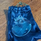 Steuben Sleeping Cat Crystal Hand Cooler / Paperweight Figurine 2.5” Signed