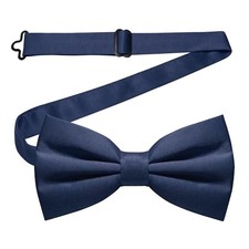 Solid Color Pre-tied Bow Tie Adjustable Bowtie for Men Navy