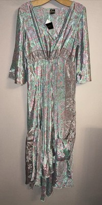Neues Manui wunderschönes Boho Sommerkleid mit türkisfarbenem Print - Einheitsgröße 