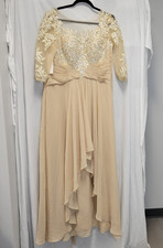 Wear Your Love Women's Beige Corset Back Formal 3/4 Sleeve Dress Size 12 NWT