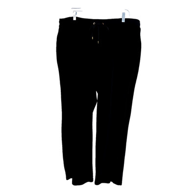 Liz Claiborne Women Velour Active Pants 1X Black Workout Gym Exercise Casual