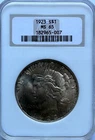 1923 Peace Dollar, MS 65 NGC, NR