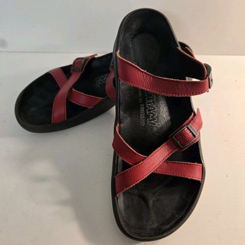 Birkenstock Tatami US 8 EU 39 Rot Leder Criss-Cross Buckle Pantolette Sandale