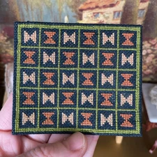 Dollhouse ARTISAN PETIT POINT RUG Handmade Geometric Tribal Southwest Carpet Sm