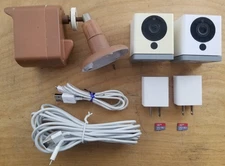 Lot of 2 Wyze Cam v2 WYZEC2 Color Night Vision, Indoor/Outdoor W/ Outdoor Mount