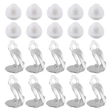 Clip-on Earring Converter with Silicon Earring Pads, 50Pcs White
