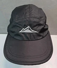 Cascade Mountain Tech hat black mesh lined strap back lightweight 7 panel cap