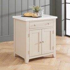 Kitchen Island with White Carrara Marble Top Cheshire Dove Grey Painted Small