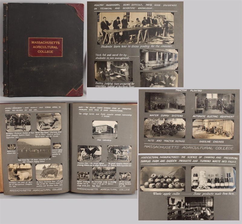 Antique Massachusetts Agricultural College Calligraphy Photograph Album Book 