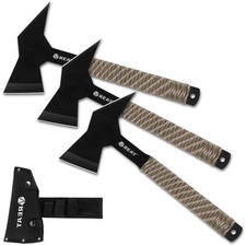 REAT Throwing Axe Set with Sheath - 3 Pack, 11" Full Tang Design with Black C...