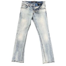 Valabasas Fax Stacked Denim Blue Buttonfly Washed 32 Jeans Pants Streetwear Mens