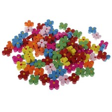 100pcs Flower Wooden Beads Loose Spacer Beads For Jewelry