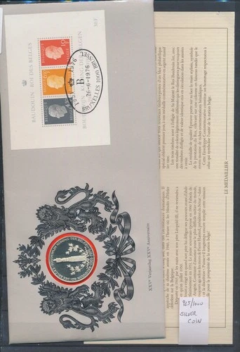 XE60643 Belgium 1976 king Baudouin XXL FDC numis letter used