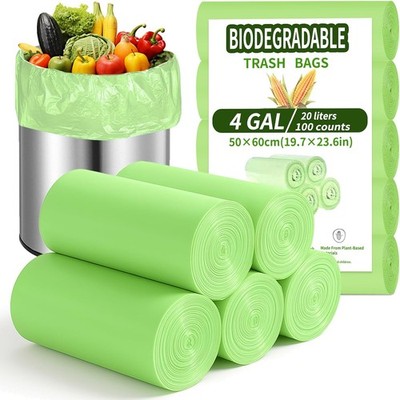 100 Pack Biodegradable Bin Bags 20L Compostable Food Waste Bags 