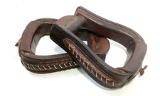 Silver Laced Leather Stirrups from Circle Y Saddle, 3" Neck