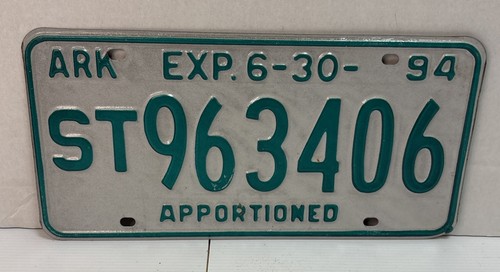1996 Vintage Arkansas License Plate Semi Trailer ST 963406 Apportioned Exp. 6-30