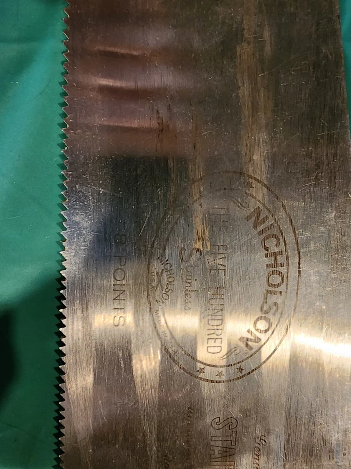 Sierra de mano Nicholson The Fivecient de colección 26" 8 TPI inoxidable herramienta EE. UU. Foto 4 de 4