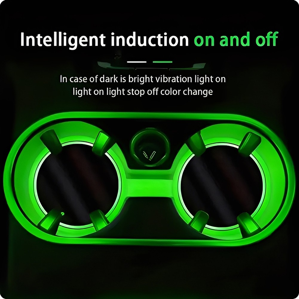 7-Color LED Car Cup Holder Coasters with Light Sensor, Ambient Atmosphere Lighti