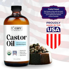 Castor Oil Organic Cold Pressed Unrefined Glass Bottle USDA Certified 100 Pure