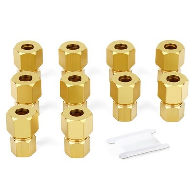 10 Stück Messing Druckrohr Rohrverschraubung Verbinder, 8mm Rohr Od x 1/8'' BSP