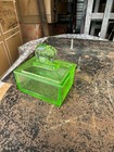 Old VTG Uranium Glass Elephant Powder Jar / Trinket Box – Satin Green UV Glow — photo 4