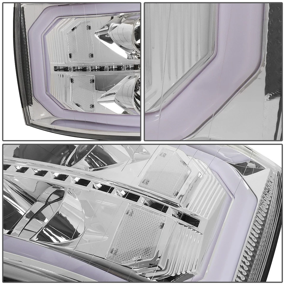 For 2007-2014 Silverado 1500 LED DRL Tube Sequential Signal Projector Headlight - Image 4 of 4
