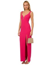Adrianna Women's Bead-Trim Sweetheart-Neck Sleeveless Gown - Geranium - 14