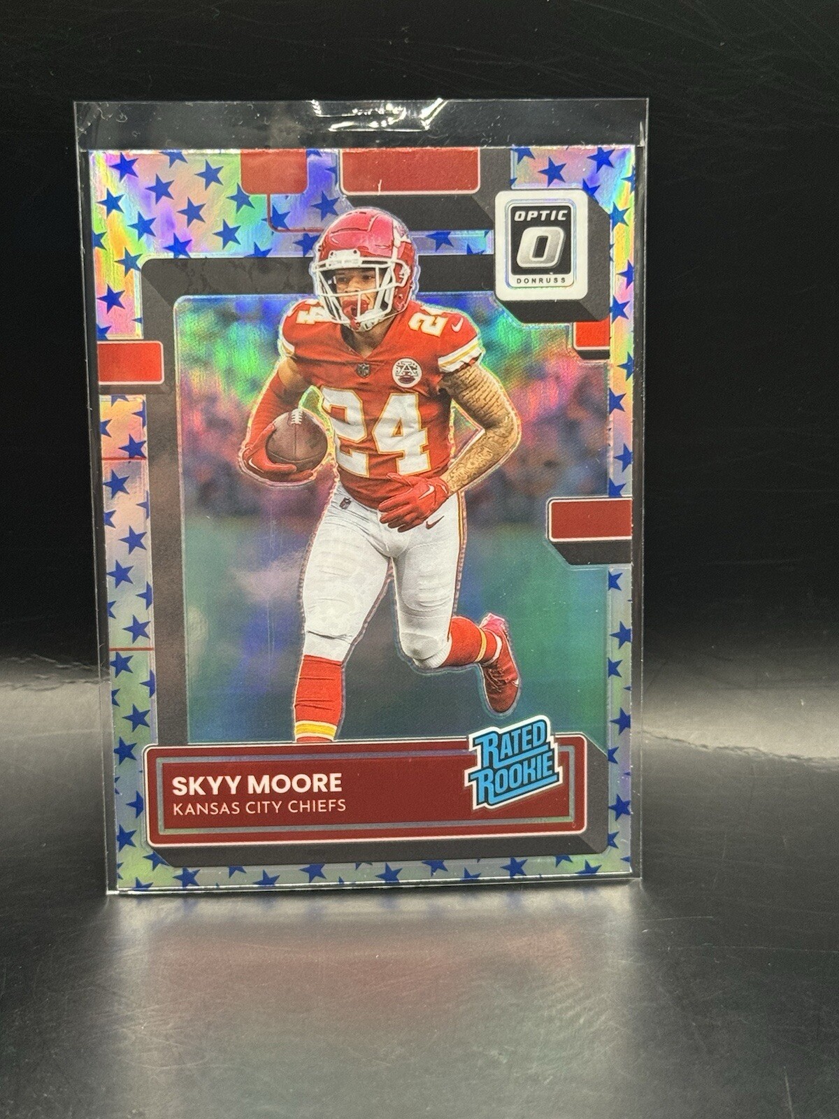 2022 Panini Donruss Optic Skyy Moore Rated Rookie Blue Stars #224 Chiefs RC SP