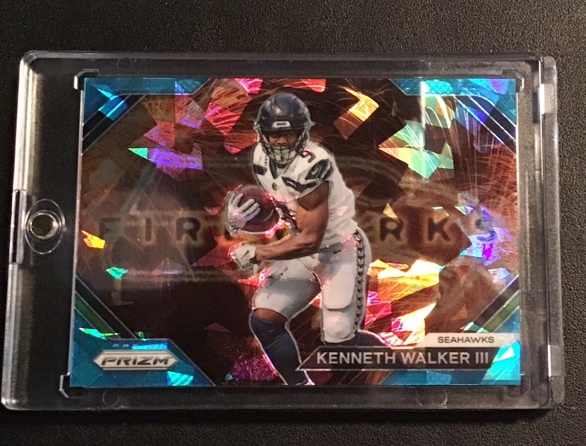 🔥2023 Prizm  Kenneth Walker III Fireworks Blue Cracked Ice Prizm /99 Seahawks