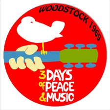 WOODSTOCK 1969 3 DAYS PEACE & MUSIC 24" ROUND HEAVY DUTY USA MADE METAL ADV SIGN