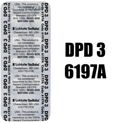 LaMotte DPD 3 Total Chlorine TesTabs 50/PK, 6197A  Color Q, Exp 6/2027