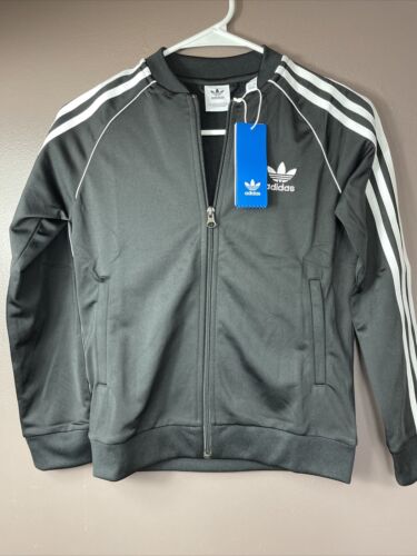 NWT Adidas Superstar Track Top Jacket Black Youth Size Small 9-10Y - Foto 1 di 5